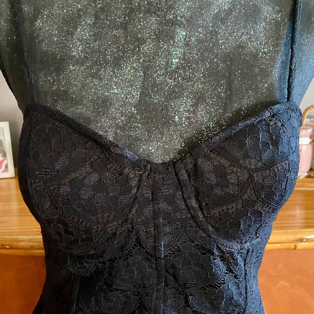 NSR Lace Bustier Midi Dress in Black - Picture 7 of 13
